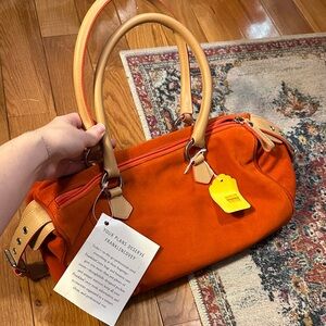 Orange FranklinCovey Italian full grain leather purse